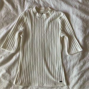 Hollister White Mock Neck Ribbed Top